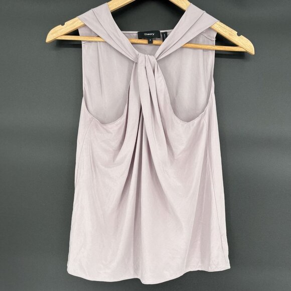 Theory Tops - Theory Women's Twist Front Sleeveless Silk Top XS In Sandwash Lilac Old Money